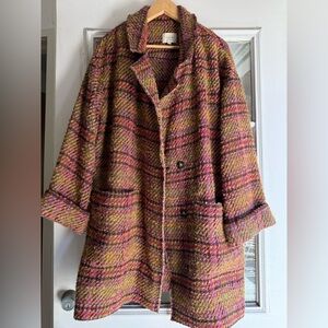 Sezane marlone coat size 38/6 multi plaid